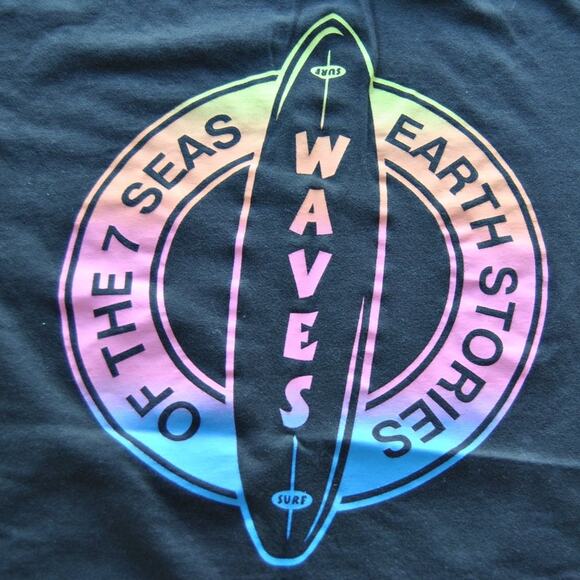 H&M Waves Short Sleeve Shirt Black with Rainbow Logo Small - Picture 5 of 5